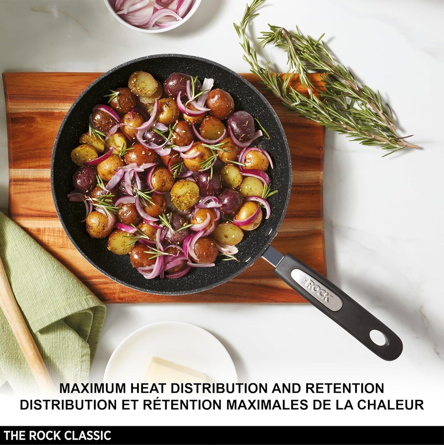 Starfrit The Rock 20cm (8") Non-Stick Fry Pan - Durable Forged Aluminum - Oven Safe - PFOA Free - Easy to Clean - Black