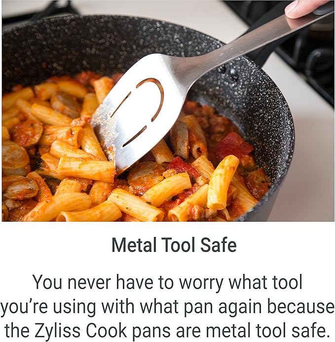 ZYLISS Cookware 9.5" Nonstick Fry Pan - Oven, Dishwasher, Induction and Metal Utensil Safe Cooking - Heavy Duty Forged Aluminum with Sturdy Riveted Handle