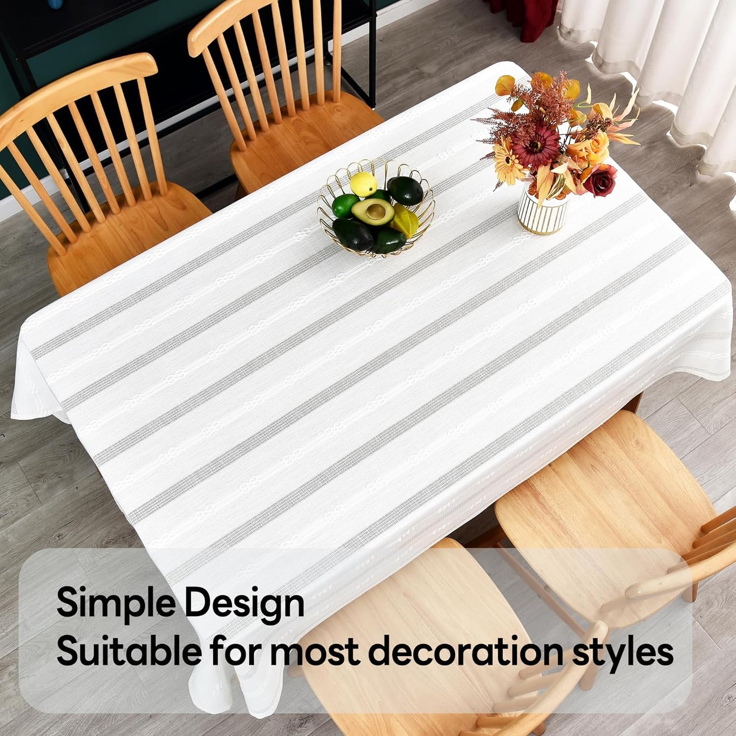 White Cotton Table Cloth for Rectangle Table Heavy Duty Farmhouse Vintage Tablecloth Washable Rustic Table Cover(White, Rectangle, 52''x 86'', 6-8 Seats)