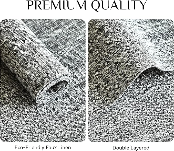 Softalker Faux Linen Placemats Set of 4-12 x 18 Inch, Heat Resistant Double Layered Durable Burlap Farmhouse Place Mats, Non-Slip Washable Rustic Table Mats for Dining, Kitchen, Party（Ash Grey