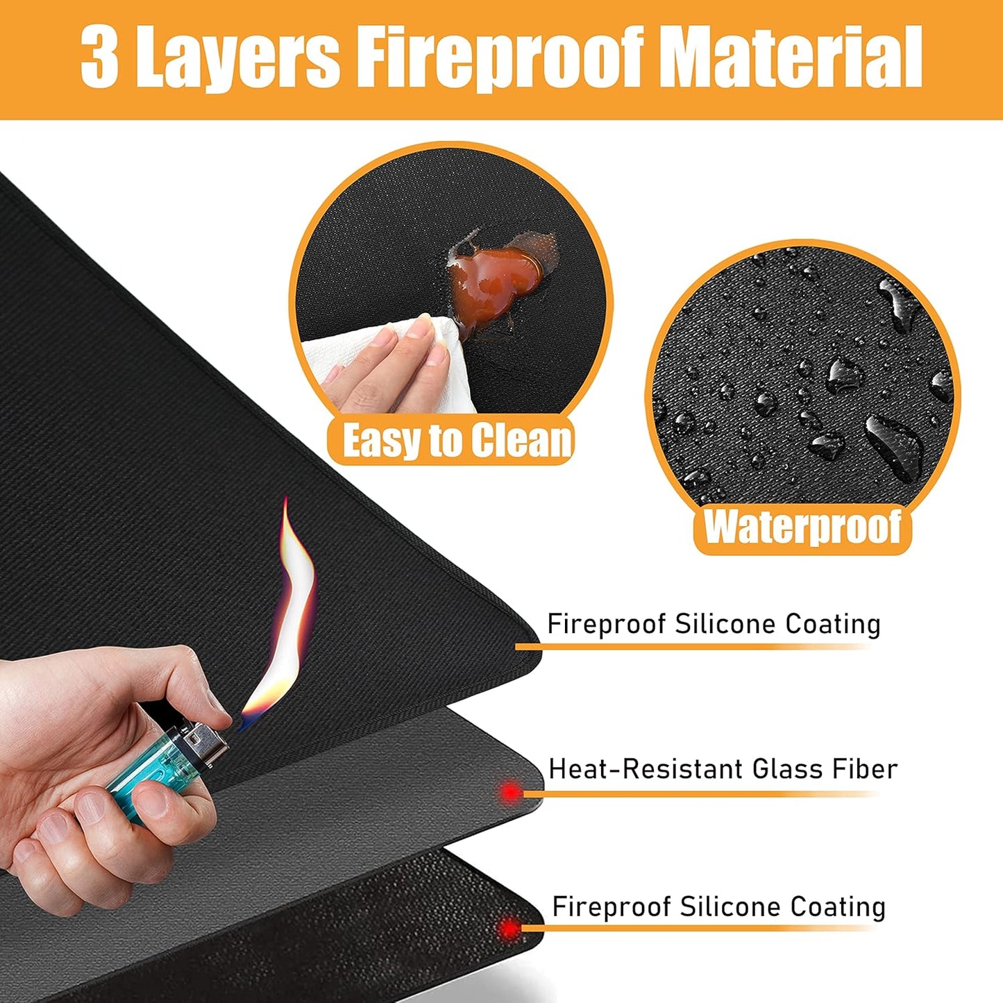 Air Fryer Mat for Air Fryer, 24 x 31in Heat Resistant Mat for Countertop, Fireproof Silicone Countertop Protector Appliance Slider Mat for Air Fryer, Coffee Maker, Toaster, Oven (Black)