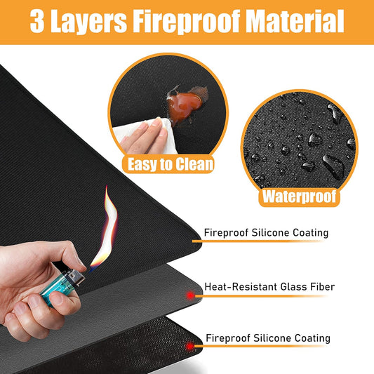 Air Fryer Mat for Air Fryer, 24 x 36in Heat Resistant Mat for Countertop, Fireproof Silicone Countertop Protector Appliance Slider Mat for Air Fryer, Coffee Maker, Toaster, Oven (Black)