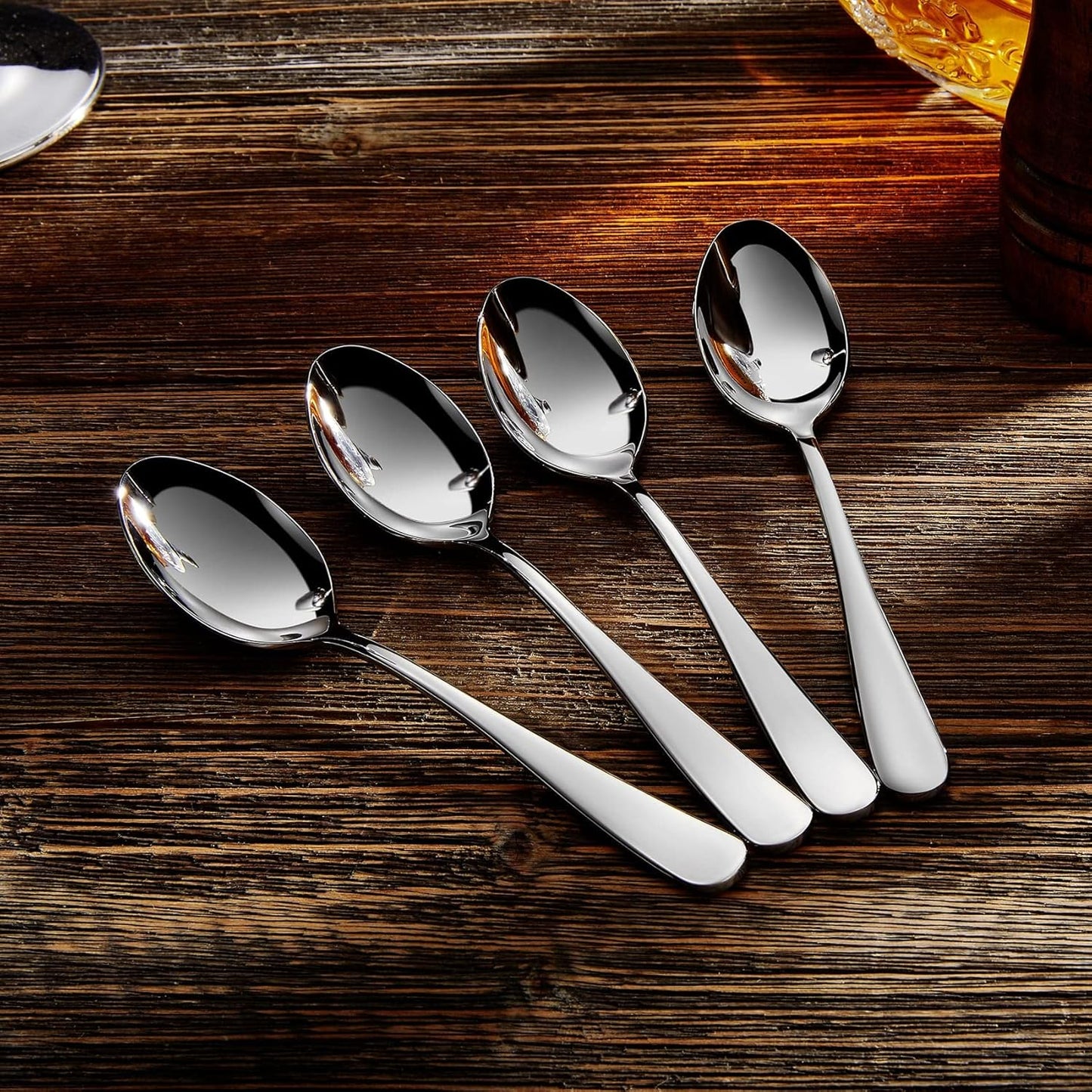 KEAWELL Premium Louise Spoons Set, Set of 4, 18/10 Stainless Steel, Exceptional mirror finish, Dishwasher Safe (6.4" Teaspoon)