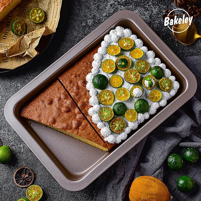 10-Inch Nonstick Shallow Cake Pan, Rectangle Bread Loaf Pan, Baking Sheet Set of 2