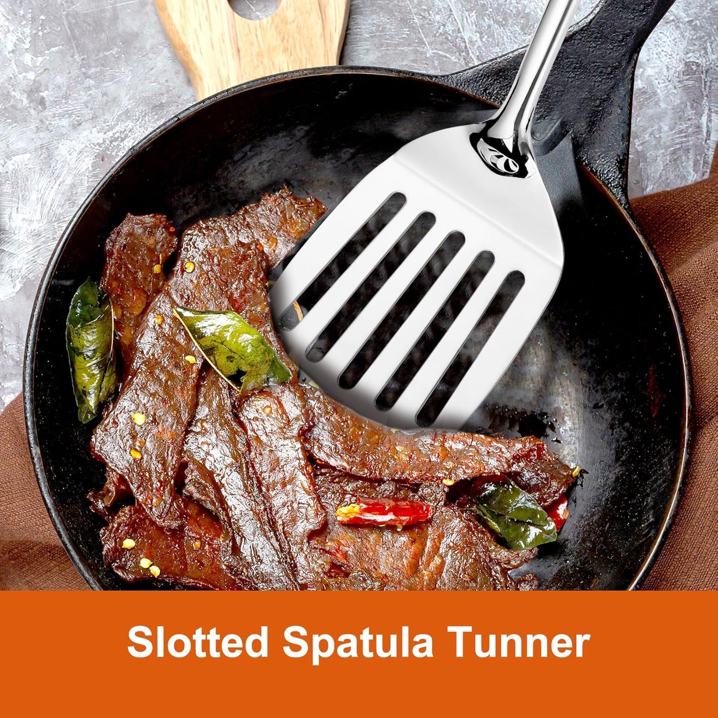 304 Stainless Steel Spatula Set, 2pcs Heavy Duty Metal Kitchen Utensils Set for Cooking,Wok Kitchen Tools Set Come with Slotted Turner & Spatula