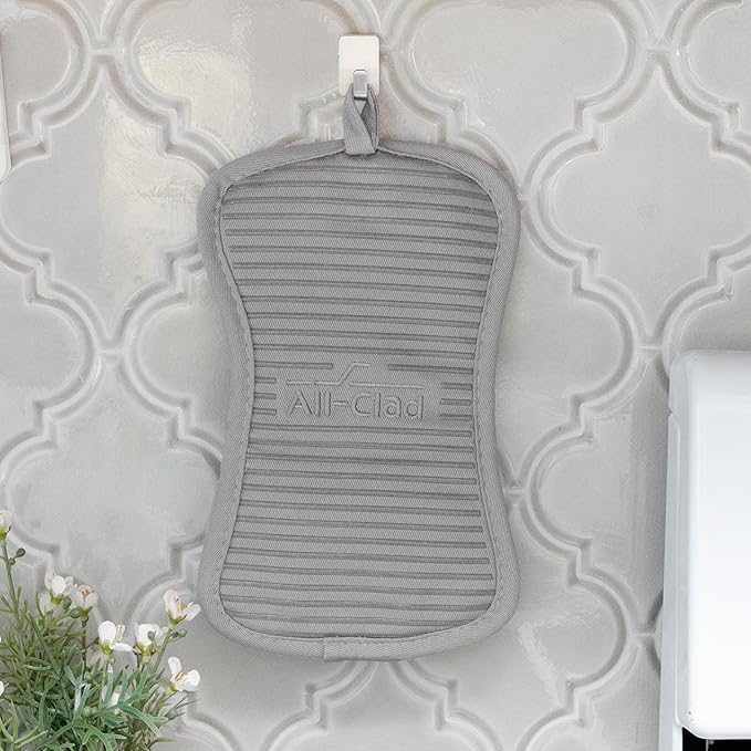 All-Clad Premium Pot Holder & Hot Pad: Heat Resistant to 500 Degrees - 100% Cotton, 10"x6.25" Hot Pad for Kitchen and Barbeque, 4-Pack, Titanium