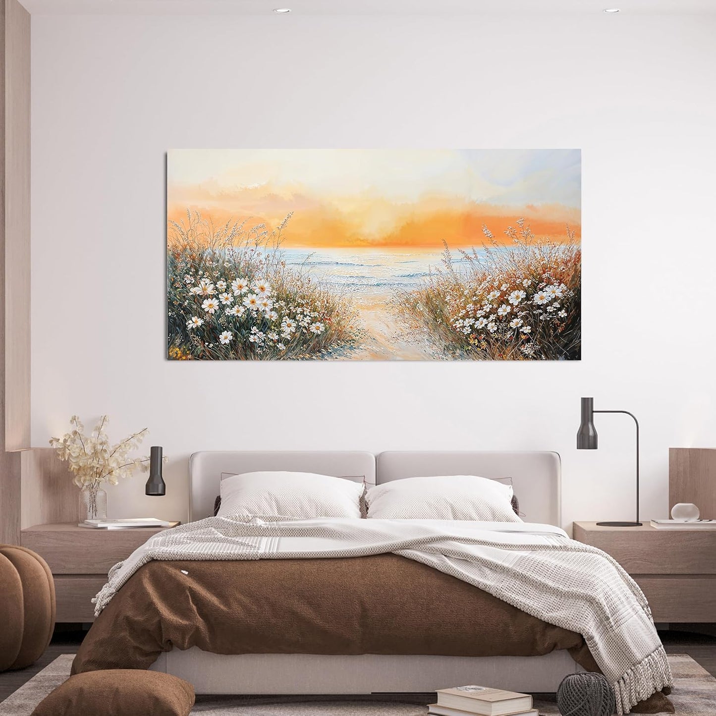 Canvas Wall Art Decor Wall Pictures for Living Room Artwork for Walls Large Coastal Beach Wall Art Prints Canvas Art Wall Decor Vintage Landscape Wall Art Decorations Bedroom Home Wall Art Decor 24" X 48"