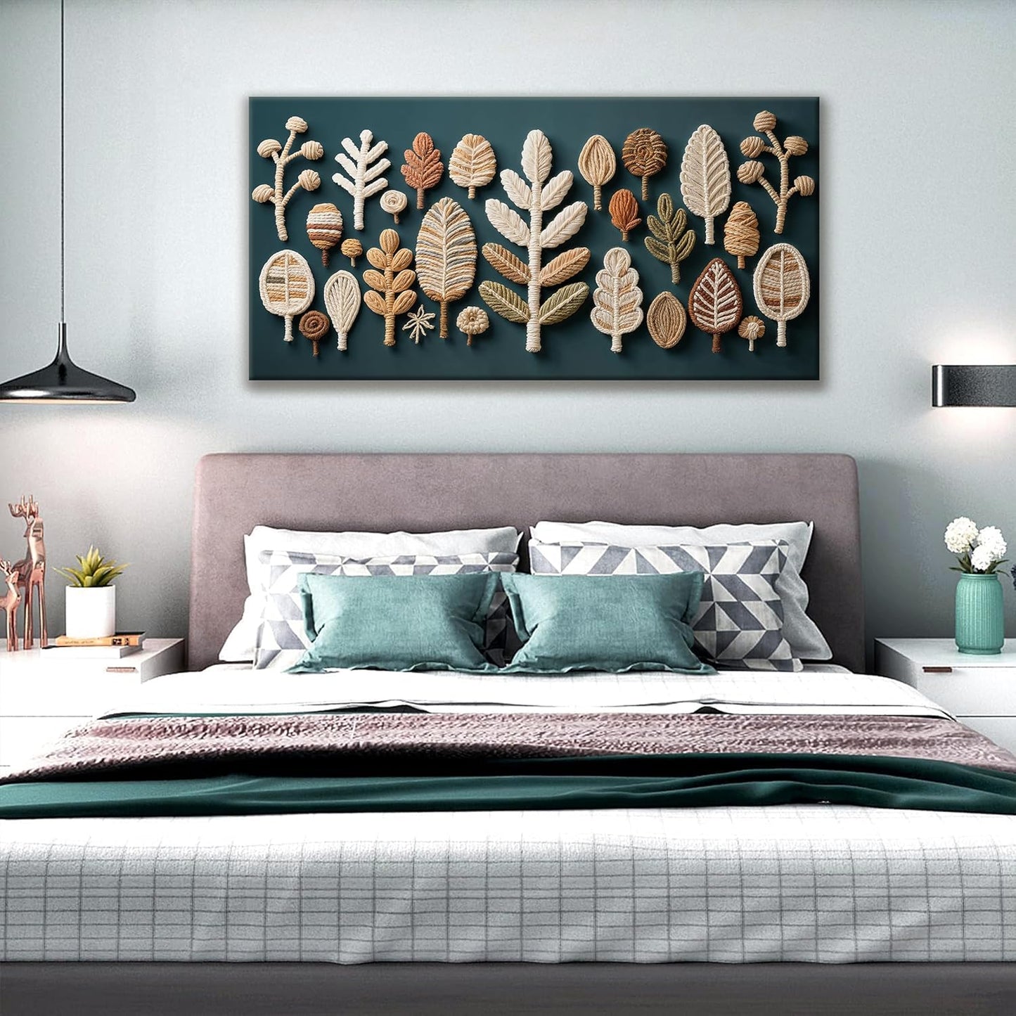 Tsomzxng Canvas Art Wall Decor Boho Wall Art For Living Room Modern Century Canvas Prints Dark Green Wall Art Multicolor Painting Picture For Bedroom Nursery Backdrop Home Wall Decor 24x48 Inch