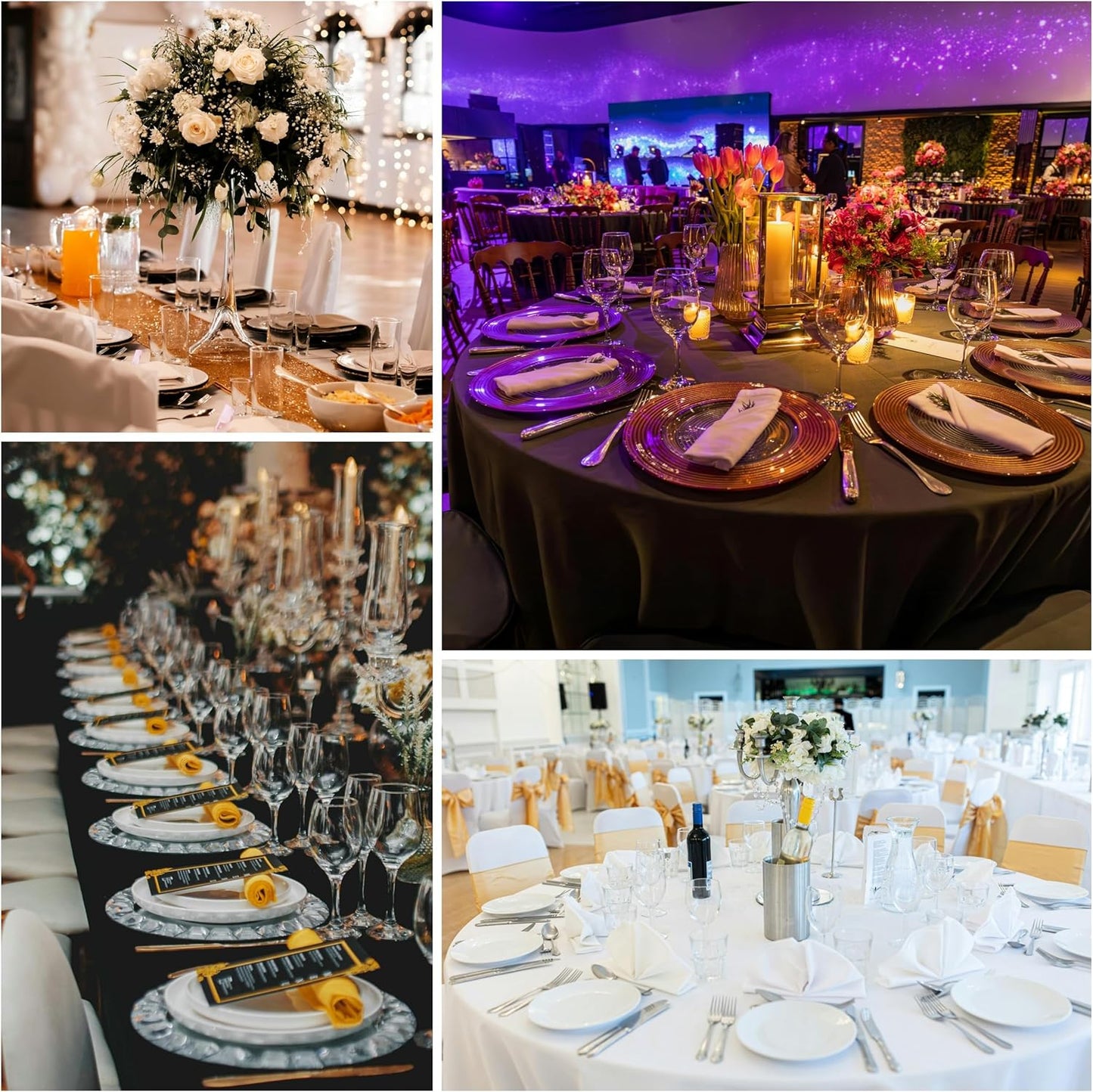 10-Pack 60x120 inch Black Table Cloths, Solid Stain and Wrinkle Resistant Oblong Tablecloth, Premium Plain Weave Polyester Fabric Rectangle Table Linen Covers for Hotel, Wedding