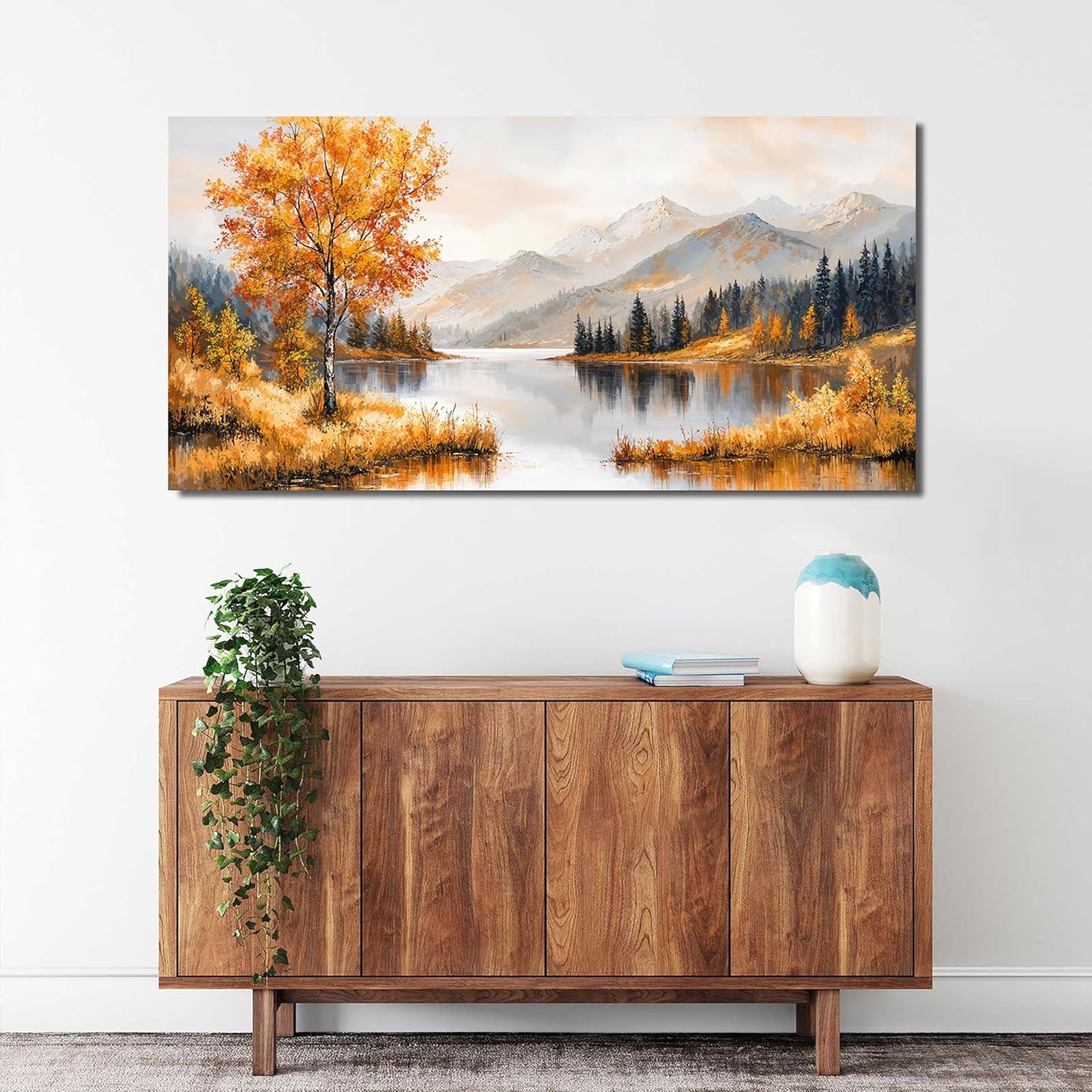 Canvas Wall Art Decor Art Work for Wall Decor Yellow Botanical Wall Art Prints Vintage Landscape Wall Art Decorations Lakeside Art Work for Walls Bedroom Ofiice Wall Art Aesthetic 20" X 40"