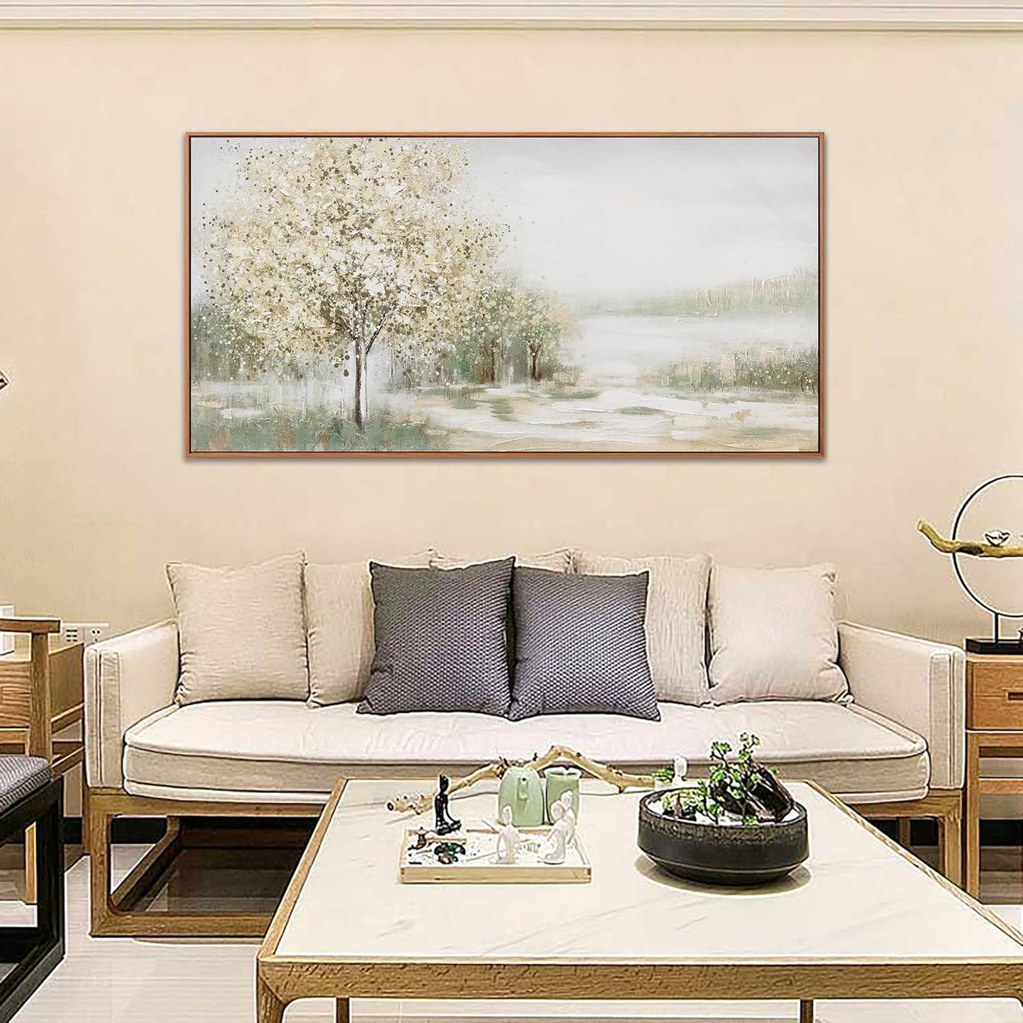 Canvas Wall Art Wall Decor Bedroom Pictures Decoration Spring Scene Nature Landscape Tree Plants Artwork Abstract Wall Art Large Size Modern Painting Framed Pictures For Living Room Home Kitchen Office 29" X 58"