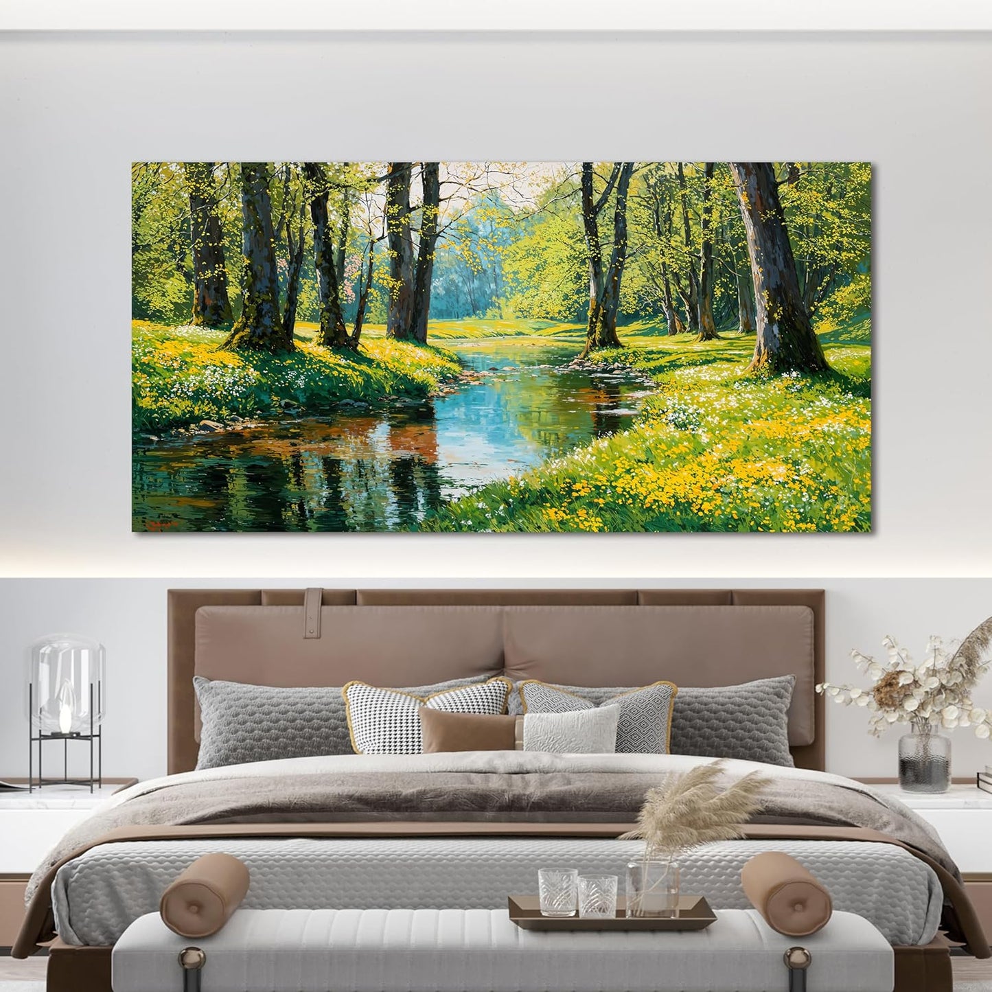 Canvas Oversized Wall Art Decor Large Wall Art Pictures for Living Room Modern Landscape Wall Art Prints Botanical Canvas Art Wall Decor Nature Forest Wall Art Decorations Bedroom Office Decor 29"X58"