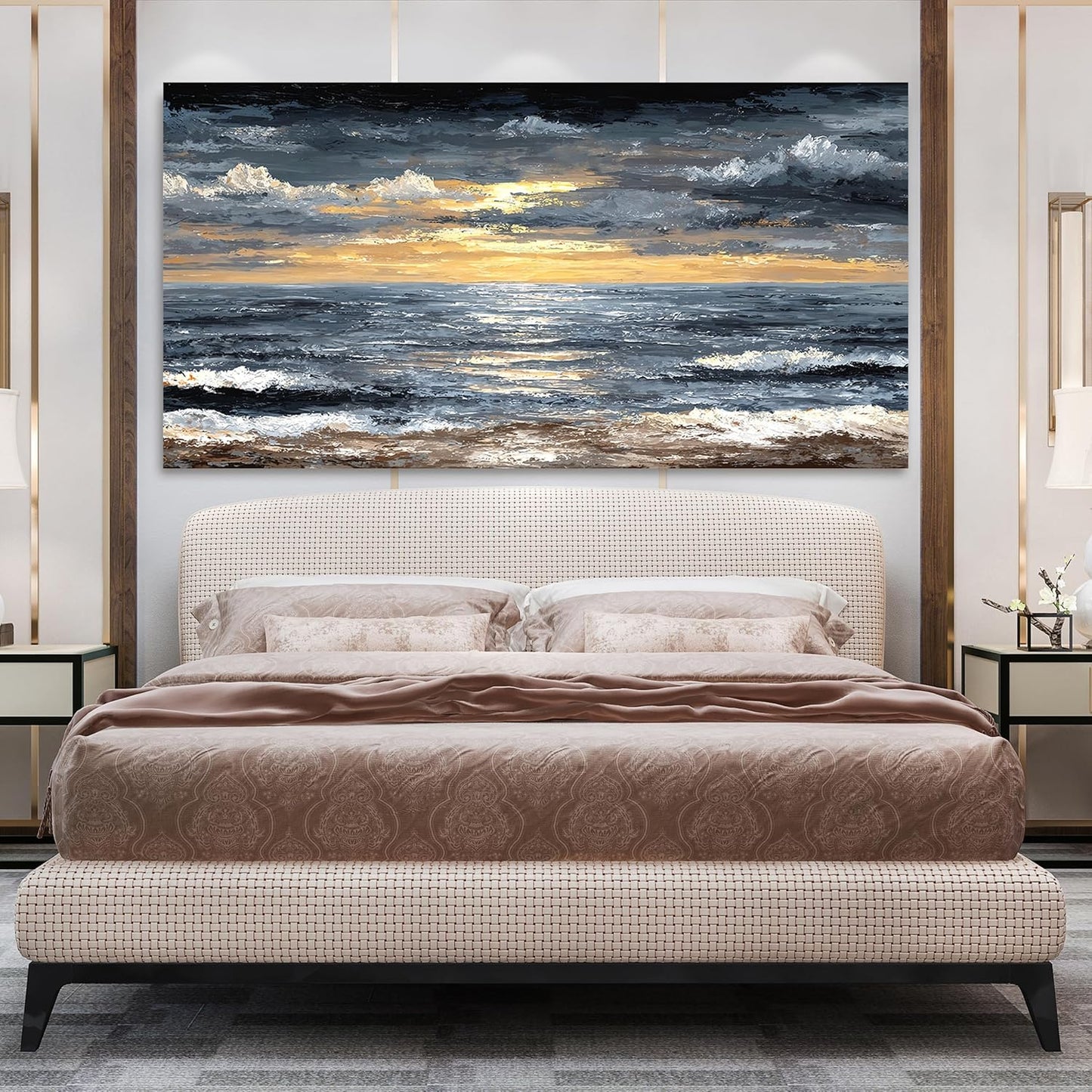Canvas Oversized Wall Art Decor Modern Wall Art Pictures for Living Room Abstract Coastal Wall Art Prints Large Landscape Wall Art Decorations Abstract Canvas Art Wall Decor Home Office Decor 29"X58"
