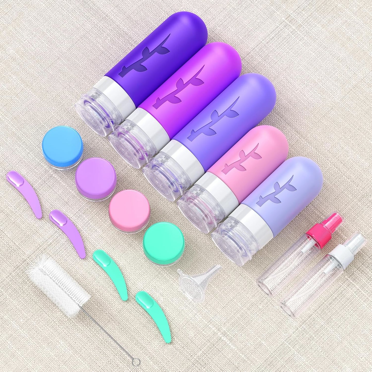 19 Pack travel Bottles for Toiletries, Silicone TSA Approved Travel Size Containers for toiletries Leak Proof Refillable Travel Accessories for Shampoo Conditioner Lotion