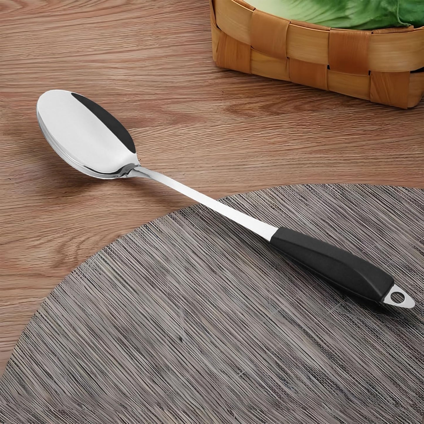 IMEEA 14.3-Inch Large Serving Spoon Slotted Spoon Set Stainless Steel Cooking Spoon Long Metal Serving Spoon