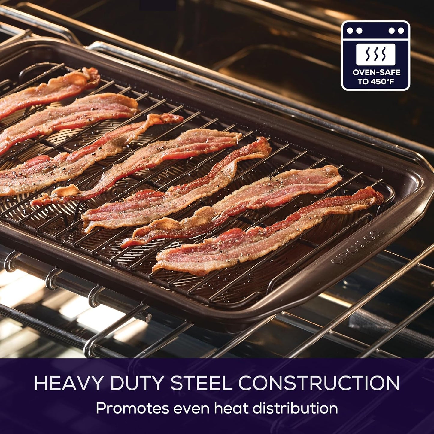 Circulon Nonstick Bakeware Set with Nonstick Cookie Sheet / Baking Sheet and Cooling Rack - 2 Piece, Chocolate Brown