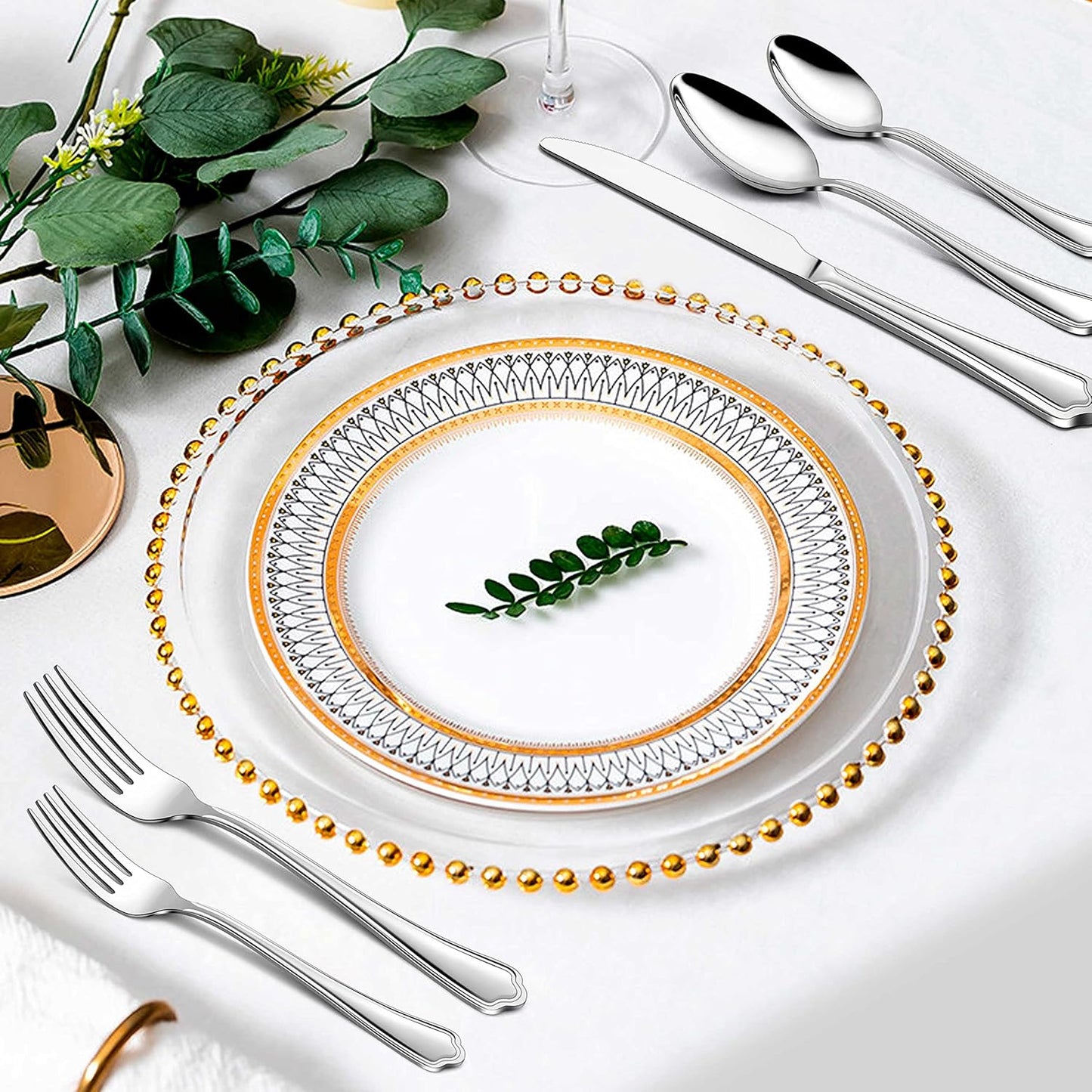 Herogo 10-Piece Silverware Set with Scalloped Edge, Stainless Steel Flatware Cutlery Set for 2, Modern Tableware Eating Utensils Set, Dishwasher Safe, Mirror Polished