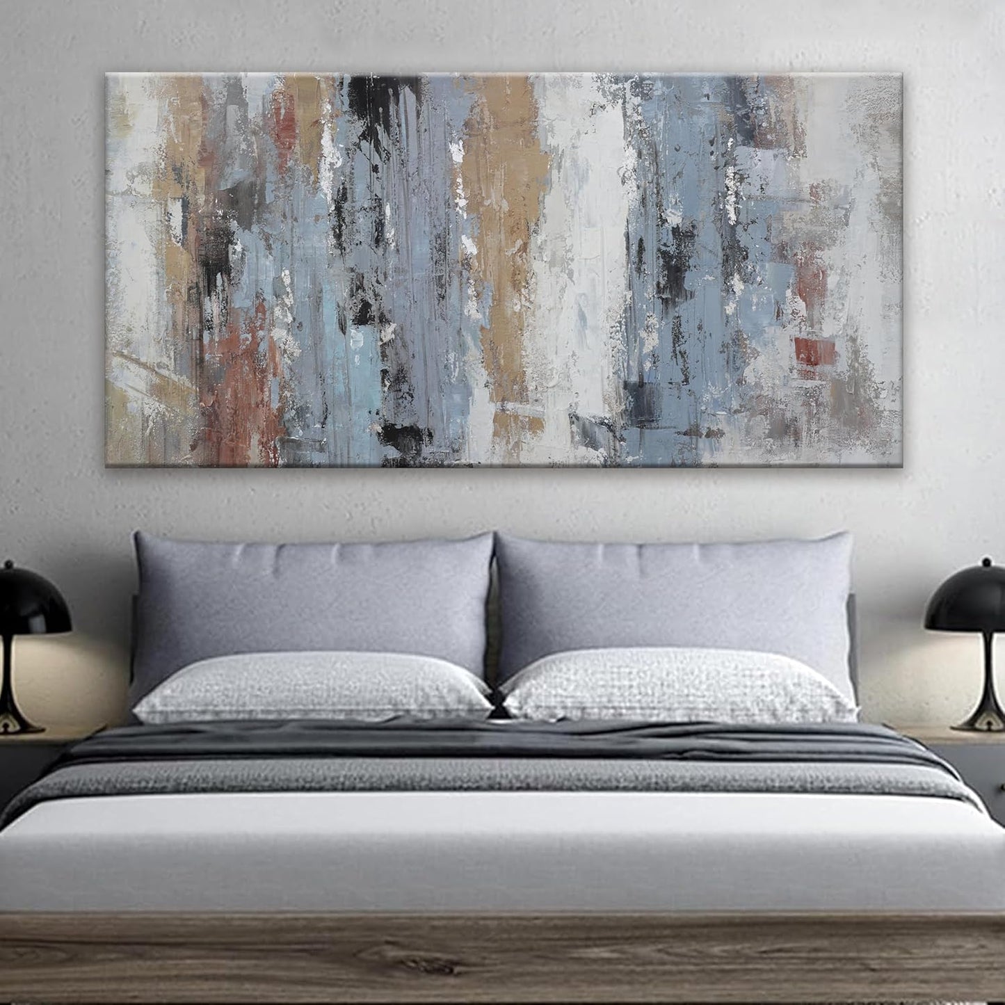 YISXINOAG Abstract Wall Art For Living Room Colorful Canvas Art Wall Decor Large Teal Blue White Wall Art Office Decor Abstract Painting For Home Bedroom Hotel Artwork 29x58 Inch