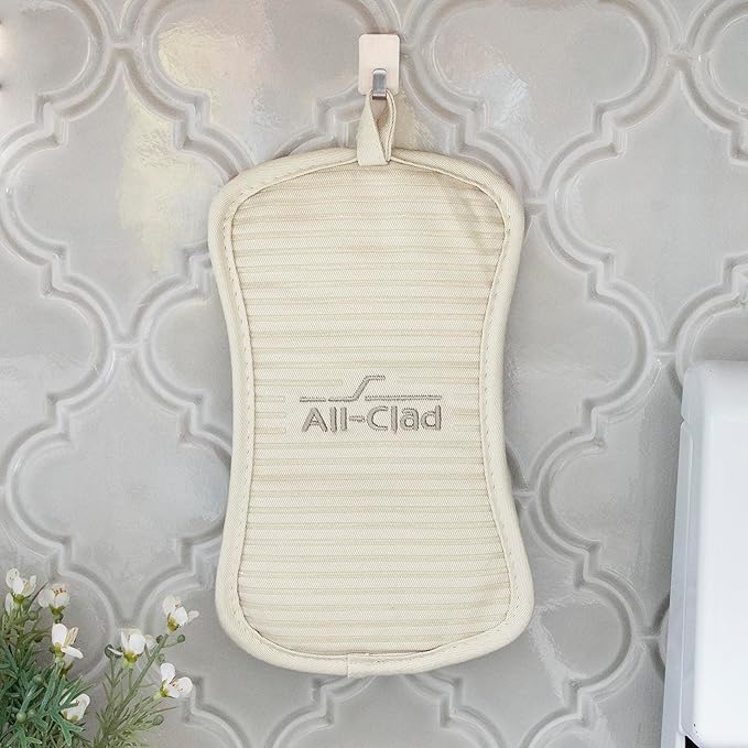 All-Clad Premium Pot Holder & Hot Pad: Heat Resistant to 500 Degrees - 100% Cotton, 10"x6.25" Hot Pad for Kitchen and Barbeque, (2-Pack), Almond