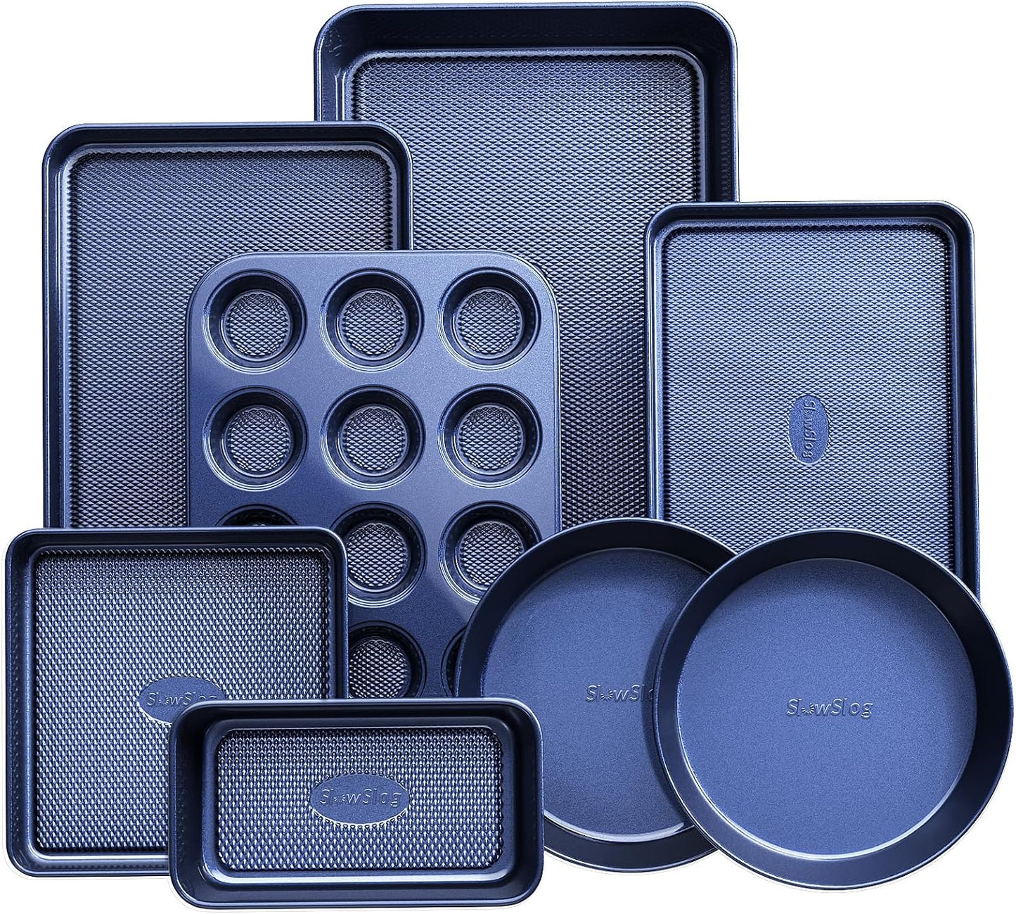Baking Pans Set 8-Piece Bakeware Sets, Baking Sets for Cooking Nonstick Oven Pan Set, Baking Sheet Set, Cookie Sheets for Baking, Muffin Pan, Ceramic Coated Blue