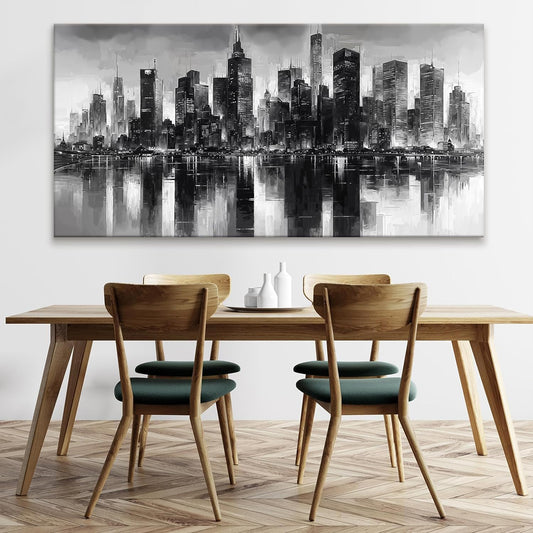 QSQ New York City Wall Art Brooklyn Bridge Wall Art For Living Room Office Bedroom Cityscape Canvas Art Wall Decor Paintings Picture For Bedroom Home Wall Decor Chicago Artwork For Walls 29 × 58 In