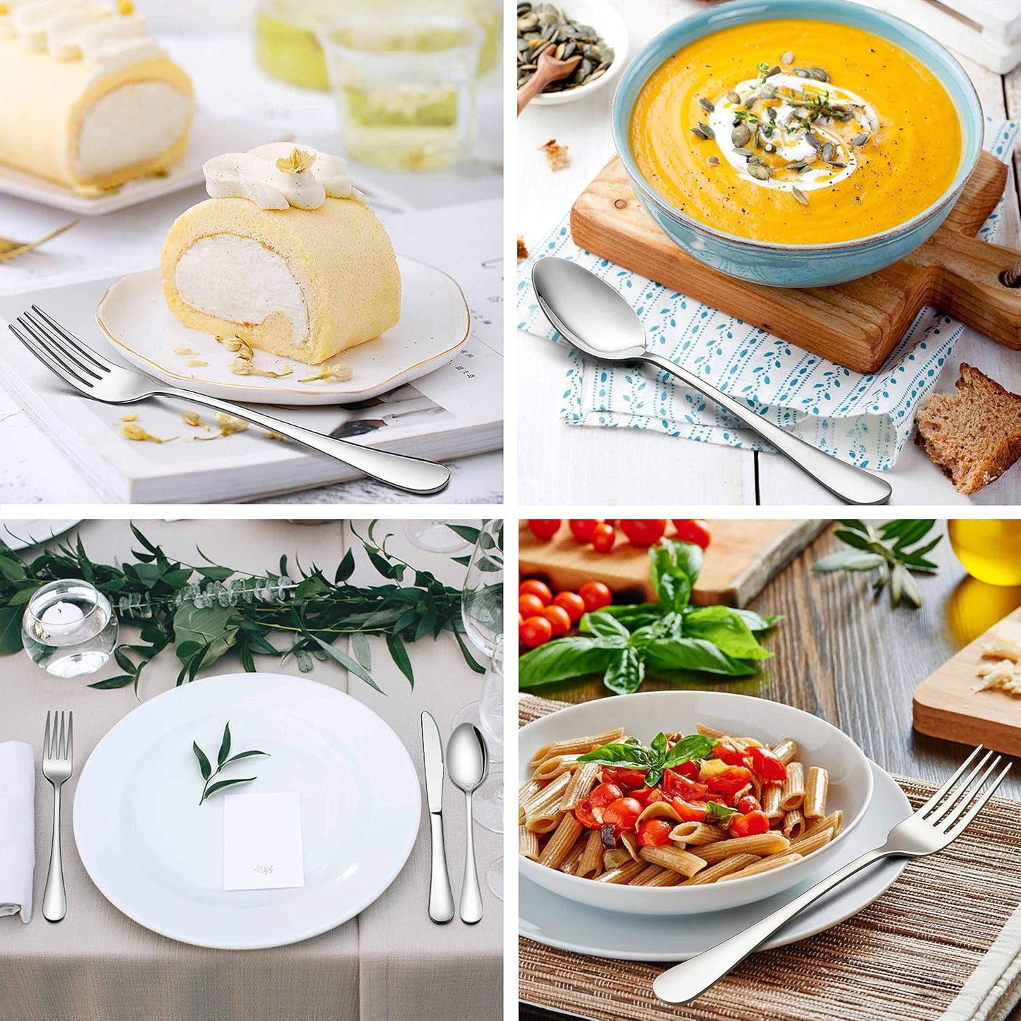 LIANYU 72-Piece Silverware Set with Steak Knives, Stainless Steel Flatware Cutlery Set for 12, Fancy Eating Utensils Tableware, Dishwasher Safe, Mirror Finish