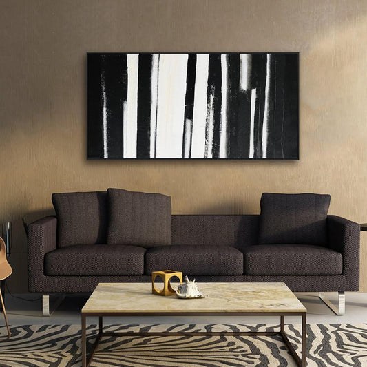 Black and White Abstract Canvas Wall Art Decor Modern Wall Decorations Home paintings Decor Wall Art Prints Framed Minimalist Stripes Artwork for Living Room Wall Bedroom Kitchen Office Decor 20"×40"