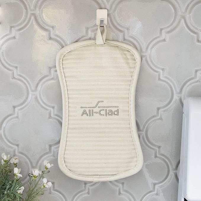 All-Clad Premium Pot Holder & Hot Pad: Heat Resistant to 500 Degrees - 100% Cotton, 10"x6.25" Hot Pad for Kitchen and Barbeque, (1-Pack), Almond