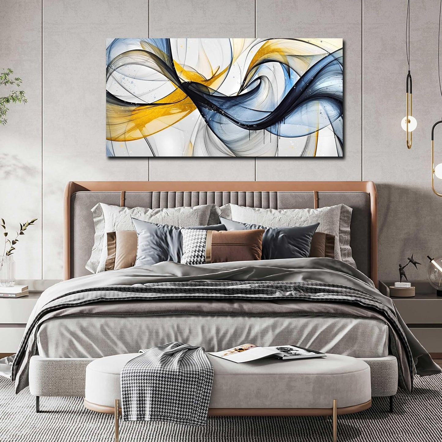 Modern Wall Art for Living Room - Abstract Wall Art for Bedroom Decor Ready to Hang Size 24" x 48"