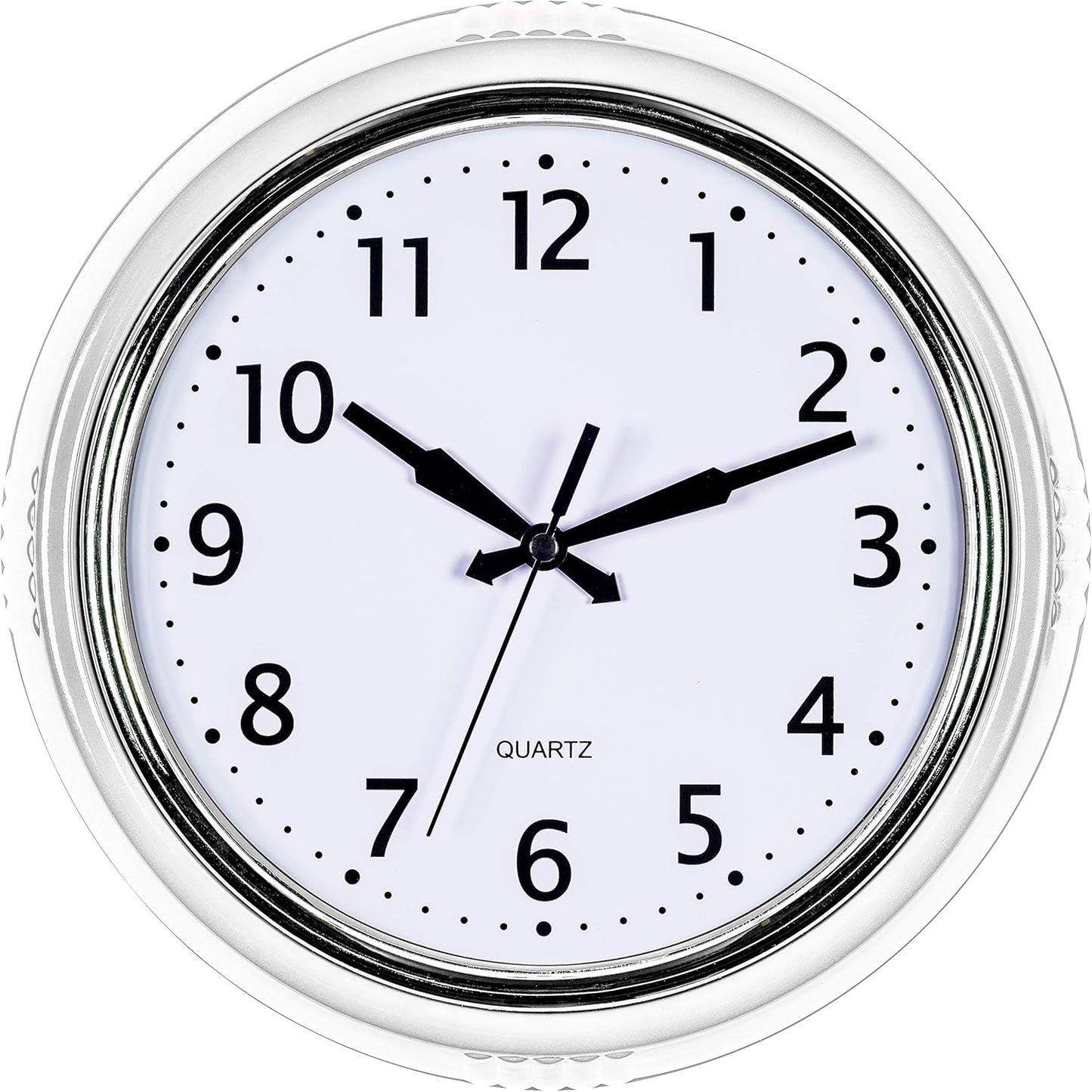 Bernhard Products Retro Wall Clock 12 Inch White Kitchen 50's Vintage Design Round Silent Non-Ticking Quality Quartz Clock for Home Office Nursery Bathroom Classroom Easy to Read