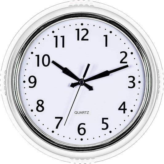 Bernhard Products Retro Wall Clock 12 Inch White Kitchen 50's Vintage Design Round Silent Non-Ticking Quality Quartz Clock for Home Office Nursery Bathroom Classroom Easy to Read