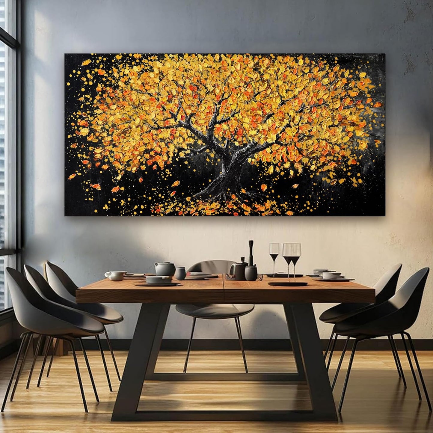 Canvas Wall Art Decor Large Wall Art Pictures for Living Room Artwork for Walls Black and Gold Wall Art Decor Tree of Life Wall Art Prints Canvas Art Wall Decor for Home Office Wall Decor 29" X 58"