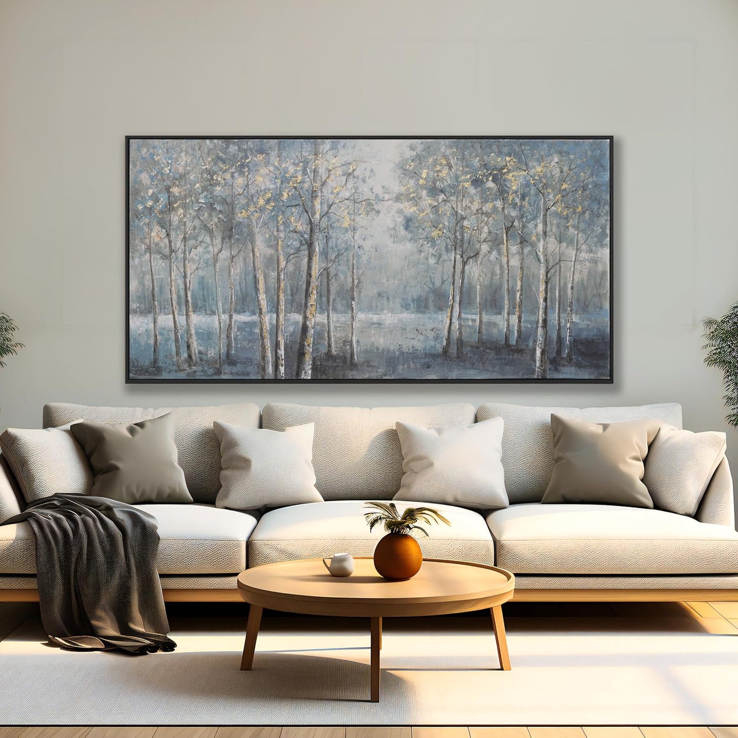 Dark color system Trees Canvas Wall Art Decor Modern Framed Wall Decorations Large Home Decor Wall Art Prints Forest Landscape 24"×48" Pictures for Room Wall Bedroom Office Decor