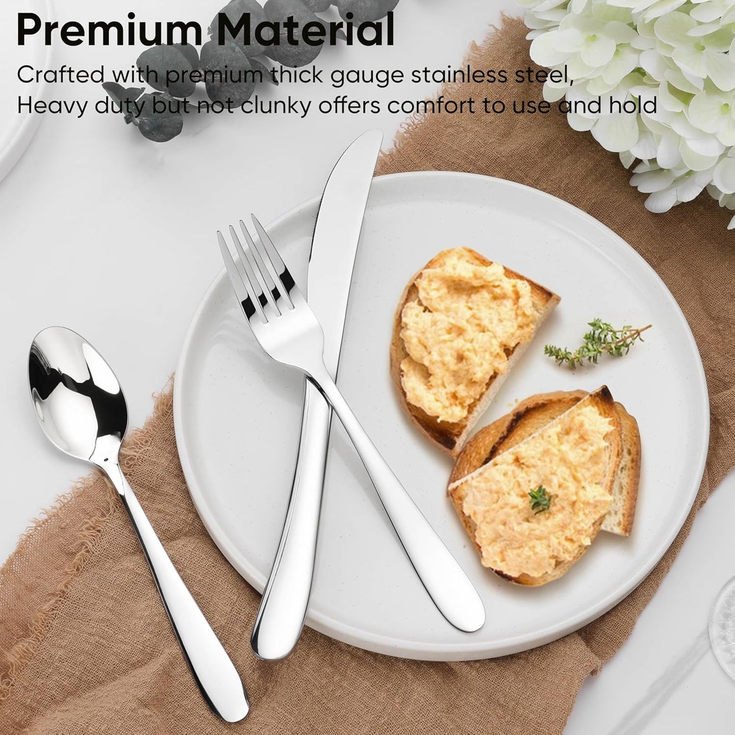 Herogo Heavy Duty Stainless Steel Silverware Set, 40-Piece Heavy Weight Modern Flatware Cutlery Set for 8, Fancy Tableware Eating Utensils for Home Wedding, Dishwasher Safe, Mirror Finished