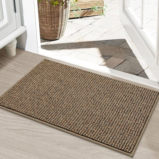 BEQHAUSE Dirt Trapper Door Mat 20" x 32", Non-Slip Washable Doormats Entrance Mat, Dirt Resistant and Absorbent Welcome Mat, Low Profile Floor Mats for Front Back Door and Entryway, Beige