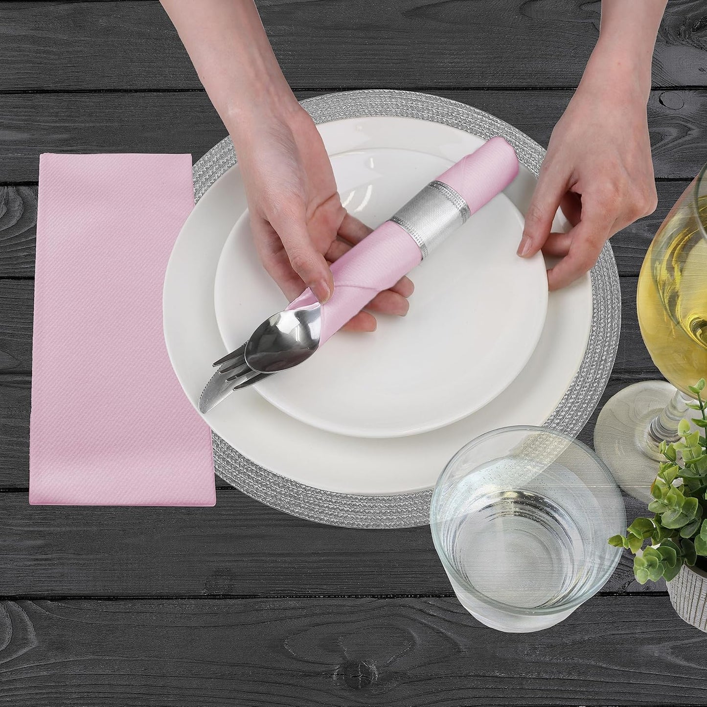 AMERICAN HOMESTEAD Paper Napkins - Pink Disposable Linen-Like Dinner Napkins - Restaurant-Quality Table Serviettes for Weddings, Parties, and Events - 15.75" x 15.75" - 50 Count
