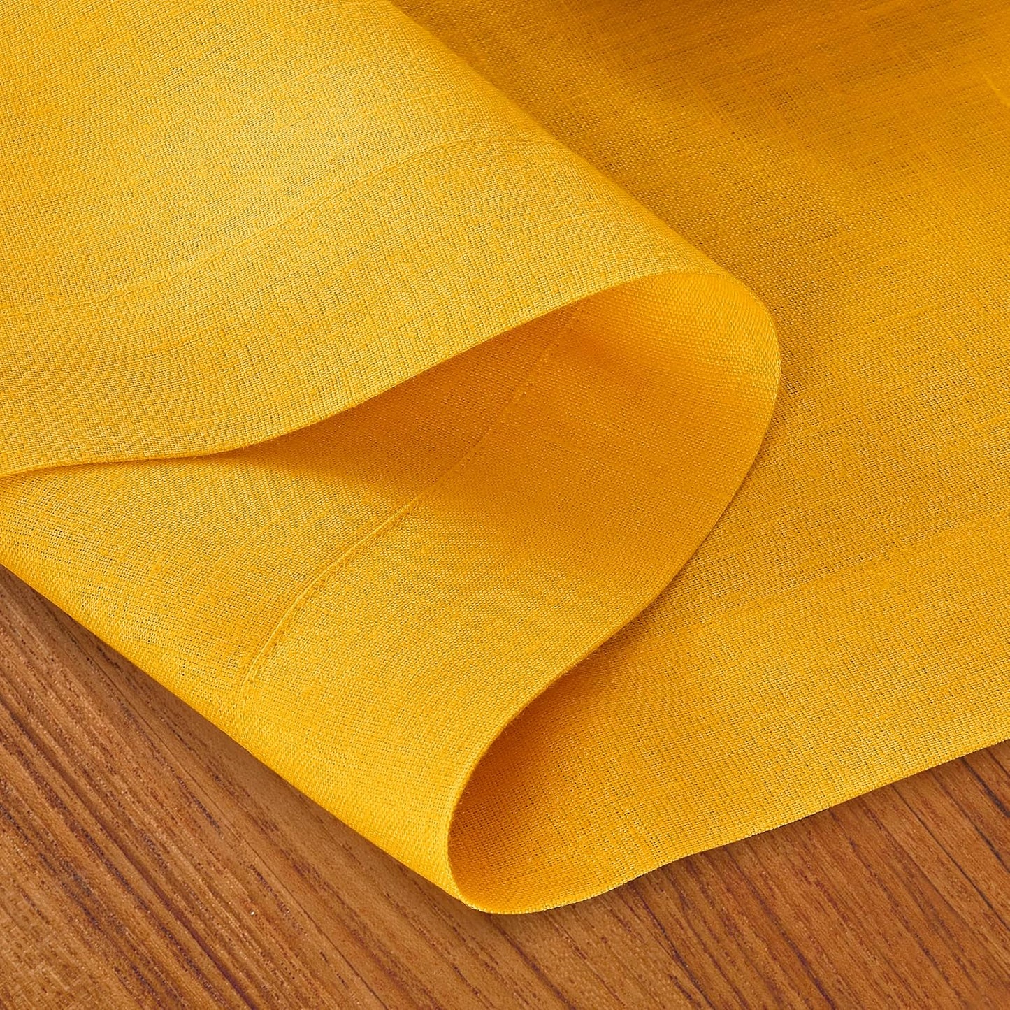 D'Moksha Homes Linen Table Runner 54 Inches - 100% Pure Linen Sunflower Yellow Table Runner 14 x 54 Inch for Dresser, Coffee Tables, Fall, Autumn and Halloween - Machine Washable