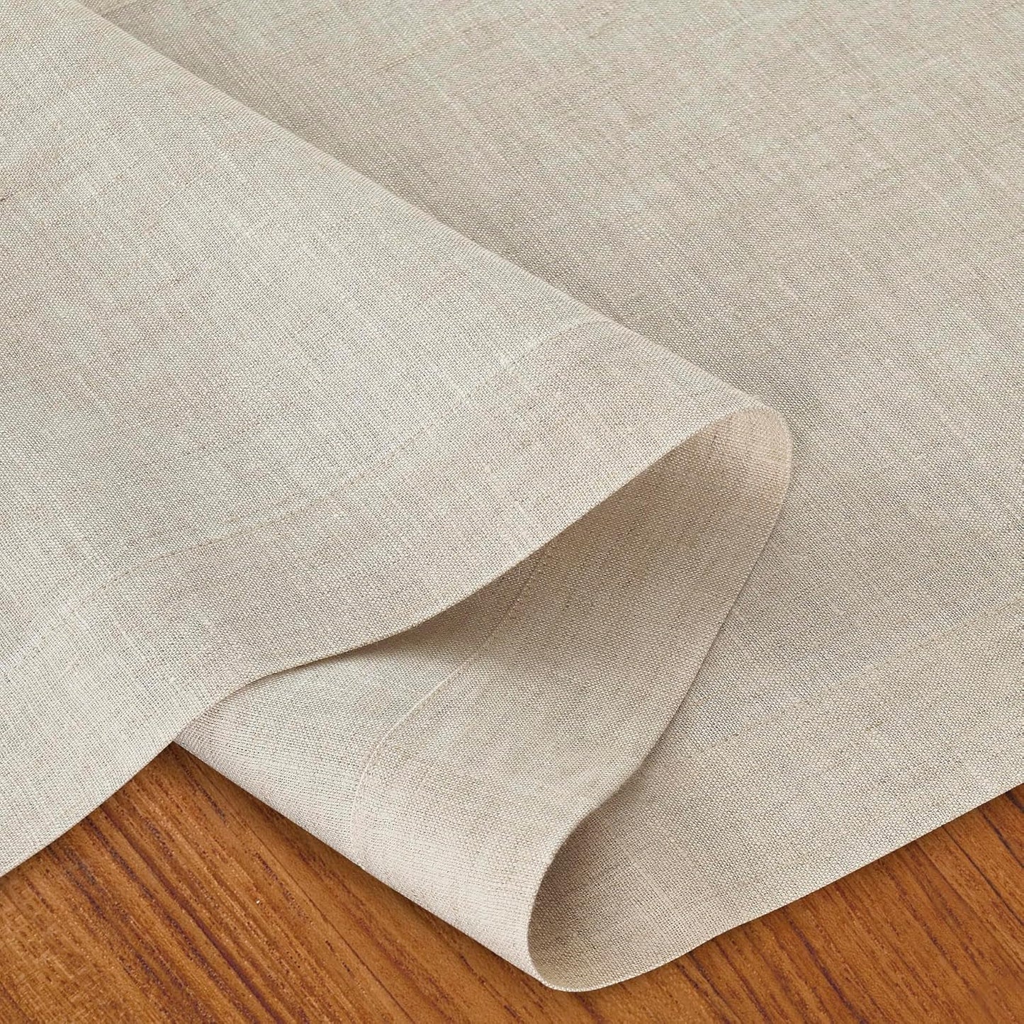 D'Moksha Homes Linen Light Natural Table Runner 84 Inches Long - 100% Pure Linen 14 x 84 Inch Table Runner for Dining, Fall, Autumn and Halloween - Machine Washable