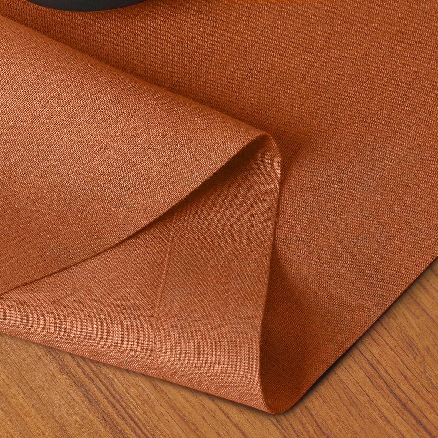 D'Moksha Homes Linen Rust Table Runner 72 Inches Long - 100% Pure Linen 14 x 72 Inch Table Runner for Dining, Fall and Halloween - Machine Washable