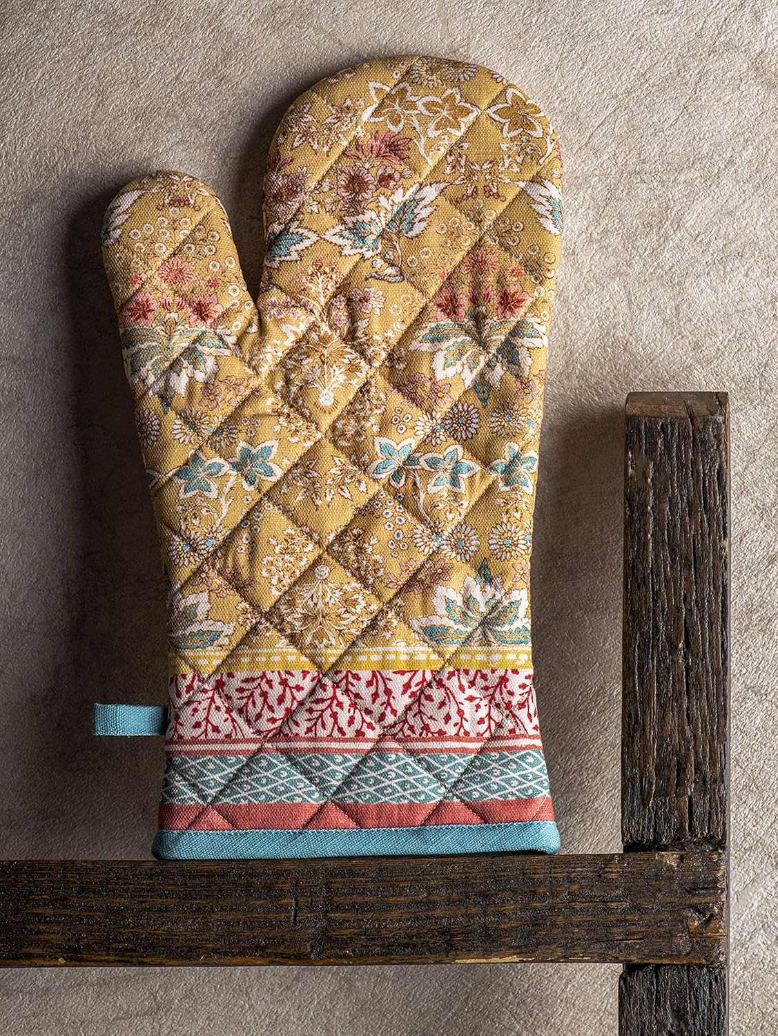 Maison d' Hermine Oven Gloves 100% Cotton Oven Mitt 7" x 13" with Loop Heat Resistant, BBQ, Cooking Gloves, Baking, Grilling, Kitchen, Handling Hot Pans Spring/Summer (Pack of 1, Marquise)