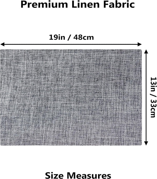 Demetex Cloth Placemats Set of 6 Table Mats Gray Linen Place Mats for Buffet Kitchen and Dining Room, Ash Grey