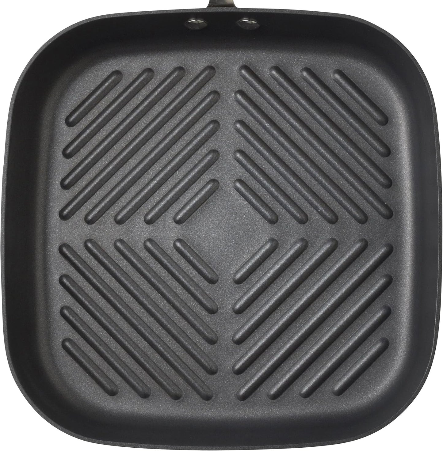 Rachael Ray Cucina Hard-Anodized Nonstick 11-Inch Deep Square Grill Pan, Gray with Cranberry Red Handle - 87632