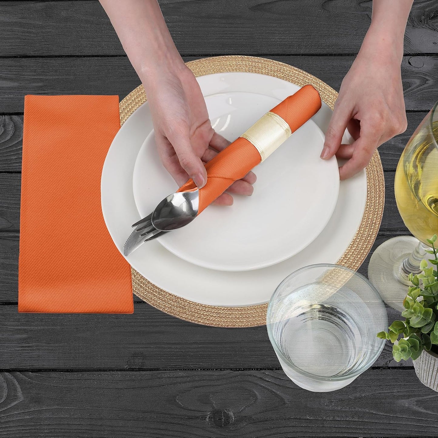 AMERICAN HOMESTEAD Paper Napkins - Terracotta Disposable Linen-Like Dinner Napkins - Restaurant-Quality Table Serviettes for Weddings, Parties, and Events - 15.75" x 15.75" - 50 Count