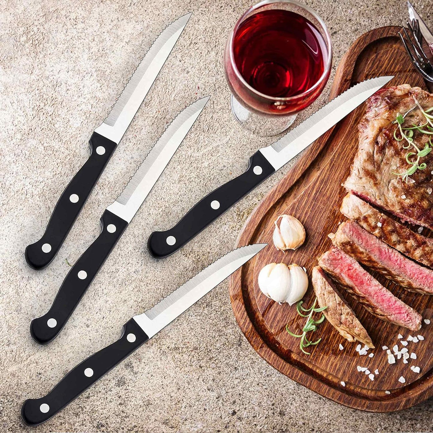 LIANYU 36-Piece Silverware Set with Steak Knives, Stainless Steel Flatware Cutlery Set for 6, Modern Eating Utensil Tableware for Kitchen Restaurant Hotel, Dishwasher Safe