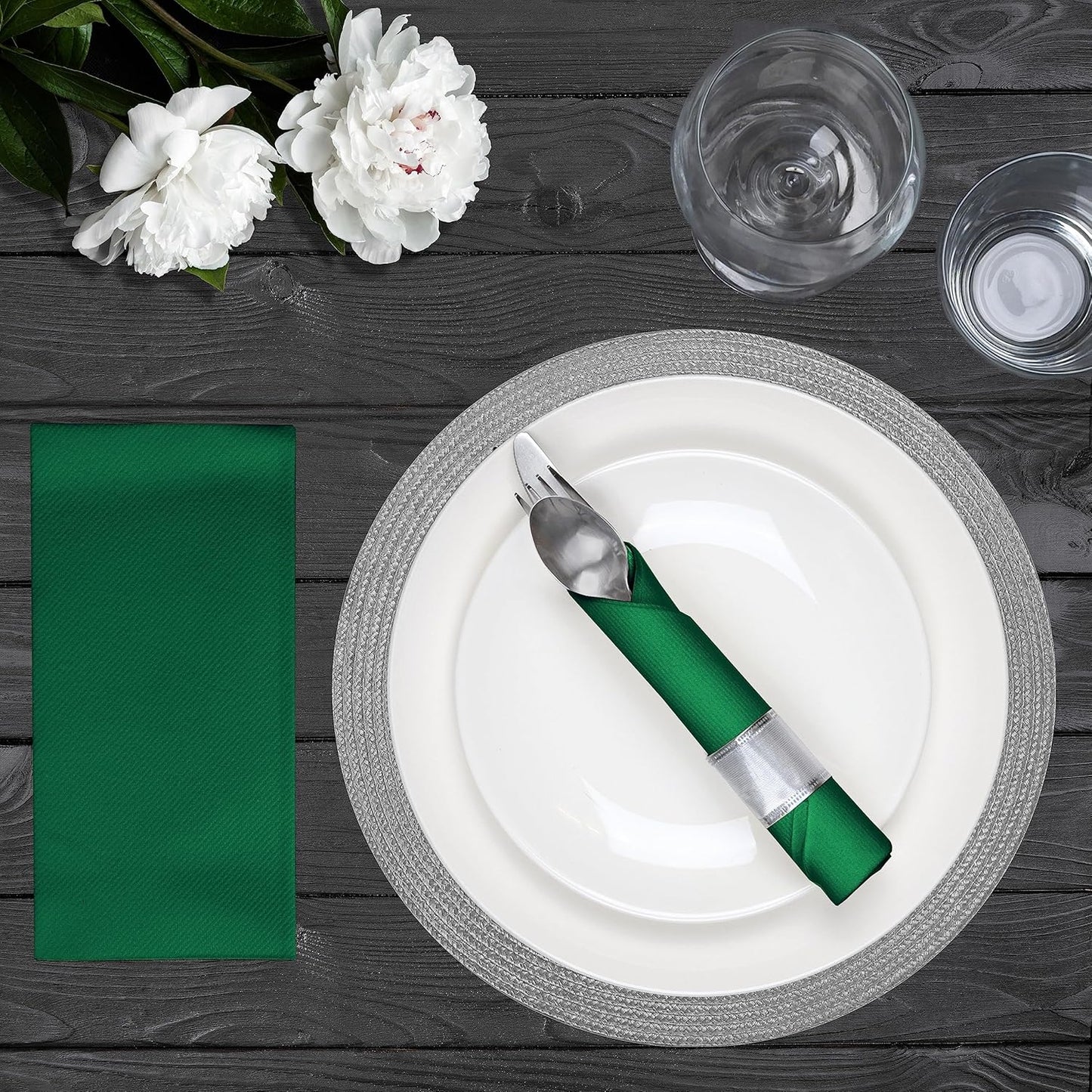 American Homestead Paper Napkins – Disposable Linen-Like Dinner Napkins for Weddings, Parties & Restaurants – 15.75" x 15.75" Green, 100 Count Bulk Pack