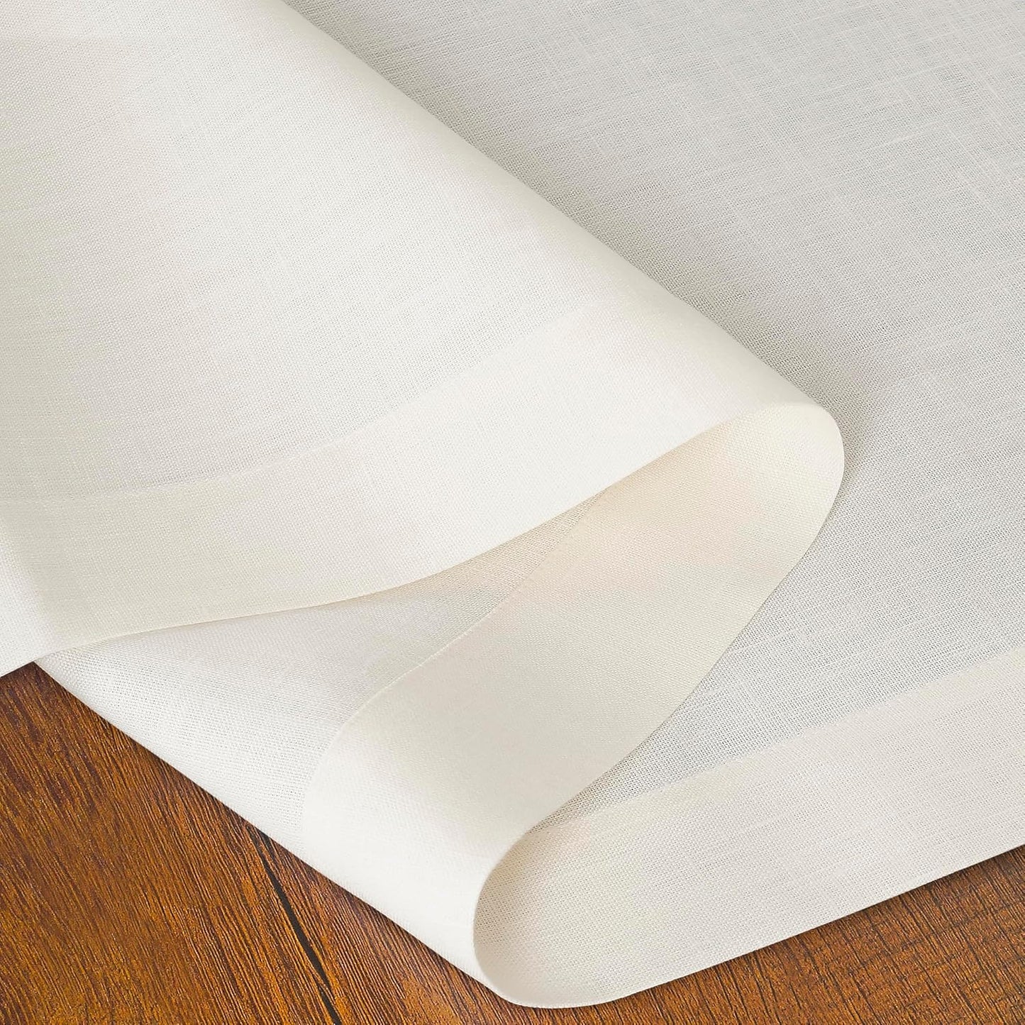 D'Moksha Homes Linen Ivory Table Runner 48 Inches - 100% Pure Linen Small Table Runner 14 x 48 Inch for Coffee Tables, Dresser, Fall, Autumn and Halloween - Machine Washable