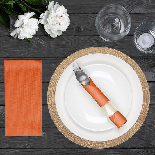 AMERICAN HOMESTEAD Paper Napkins - Terracotta Disposable Linen-Like Dinner Napkins - Restaurant-Quality Table Serviettes for Weddings, Parties, and Events - 15.75" x 15.75" - 50 Count