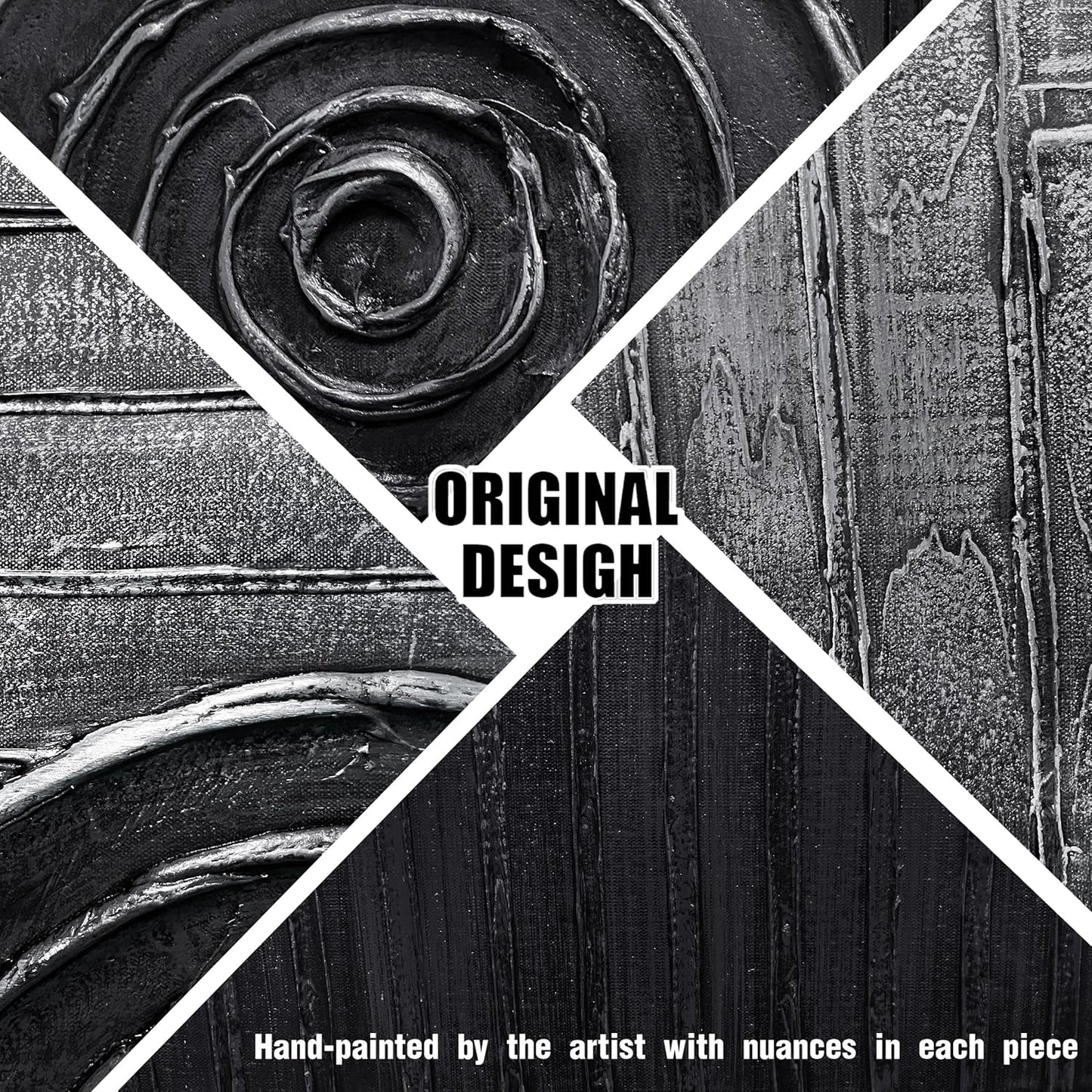 Black and Silver Circles Canvas Wall Art for Living Room Abstract Painting Wall Decor for Dining Room Minimalist Wall Decor for Office Size 24 x 47 Inch