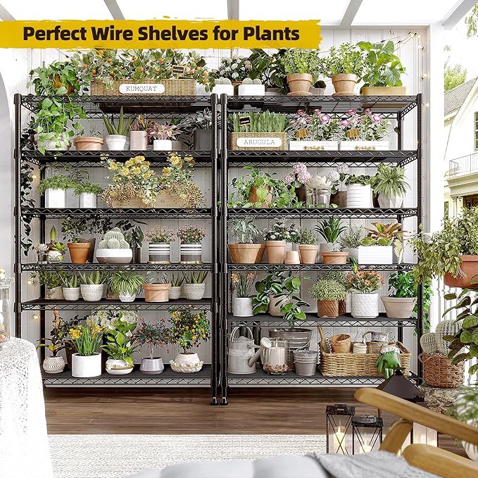 REIBII 71" H Metal Shelves 6 Tier Storage Shelves 1200LBS Adjustable Shelving Units and Wire Shelving Unit Storage Rack Shelf Metal Shelving, 71" H x 29" W x 14" D