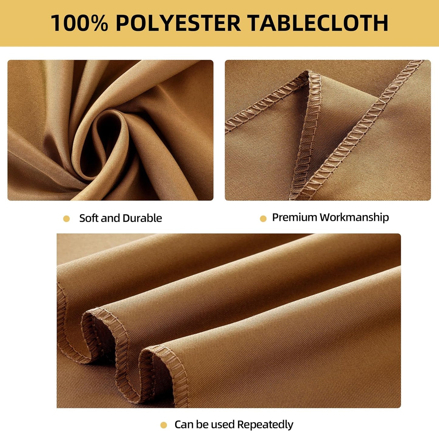 2-Pack Round 120-inch Coffee Table Cloths, Solid Stain and Wrinkle Resistant Circular Tablecloth, Premium Plain Weave Polyester Fabric Table Linen Covers for Hotel, Banquet